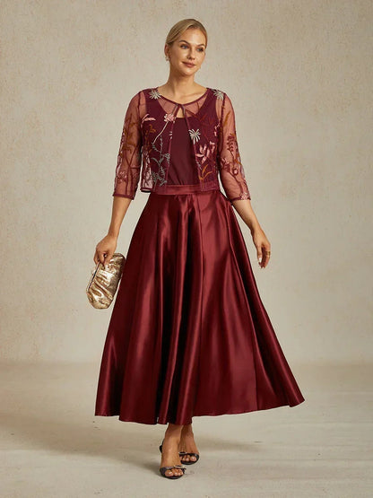 Gonna a ruota formale in satin con tasche