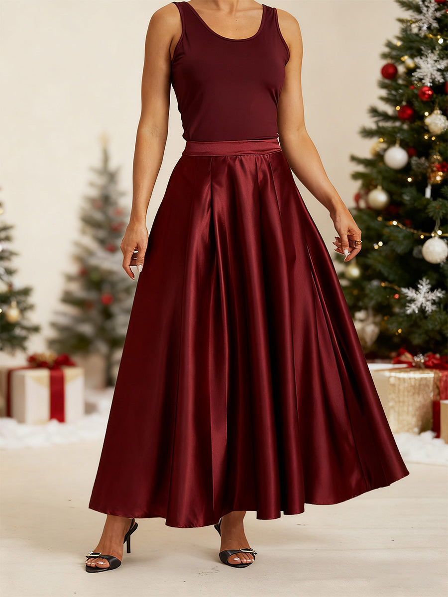 Formal Satin A-Line Ballgown Skirt with Pockets