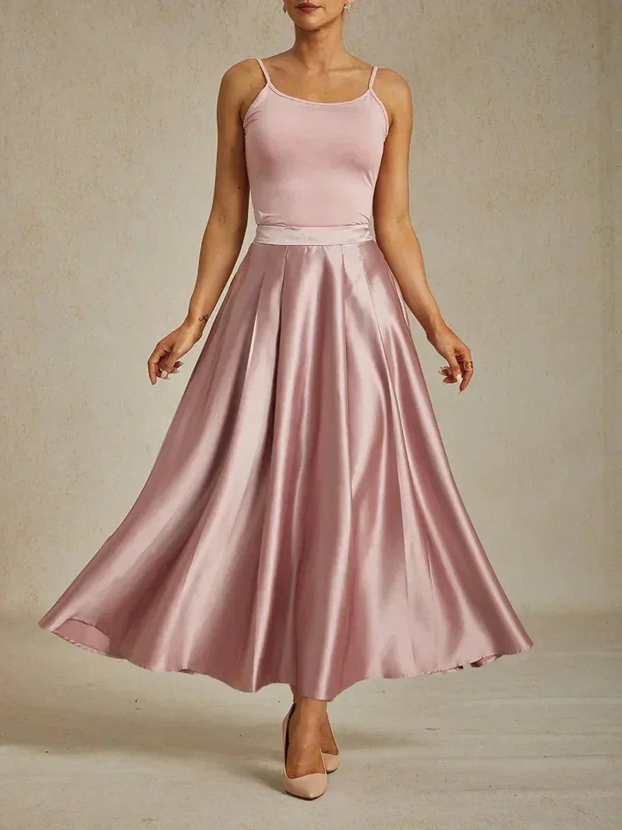 Formelles Ballkleid aus Satin in A-Linie mit Taschen