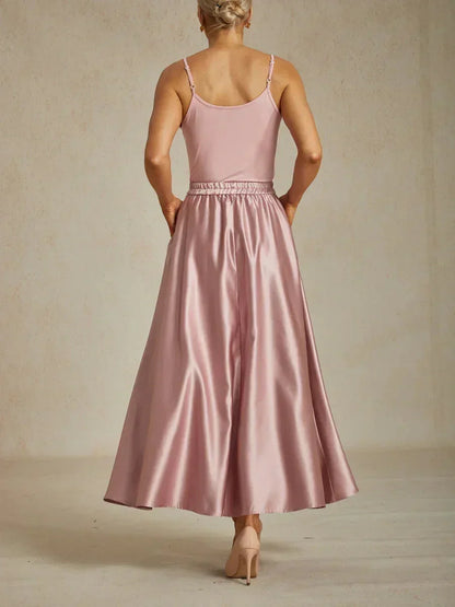 Formelles Ballkleid aus Satin in A-Linie mit Taschen