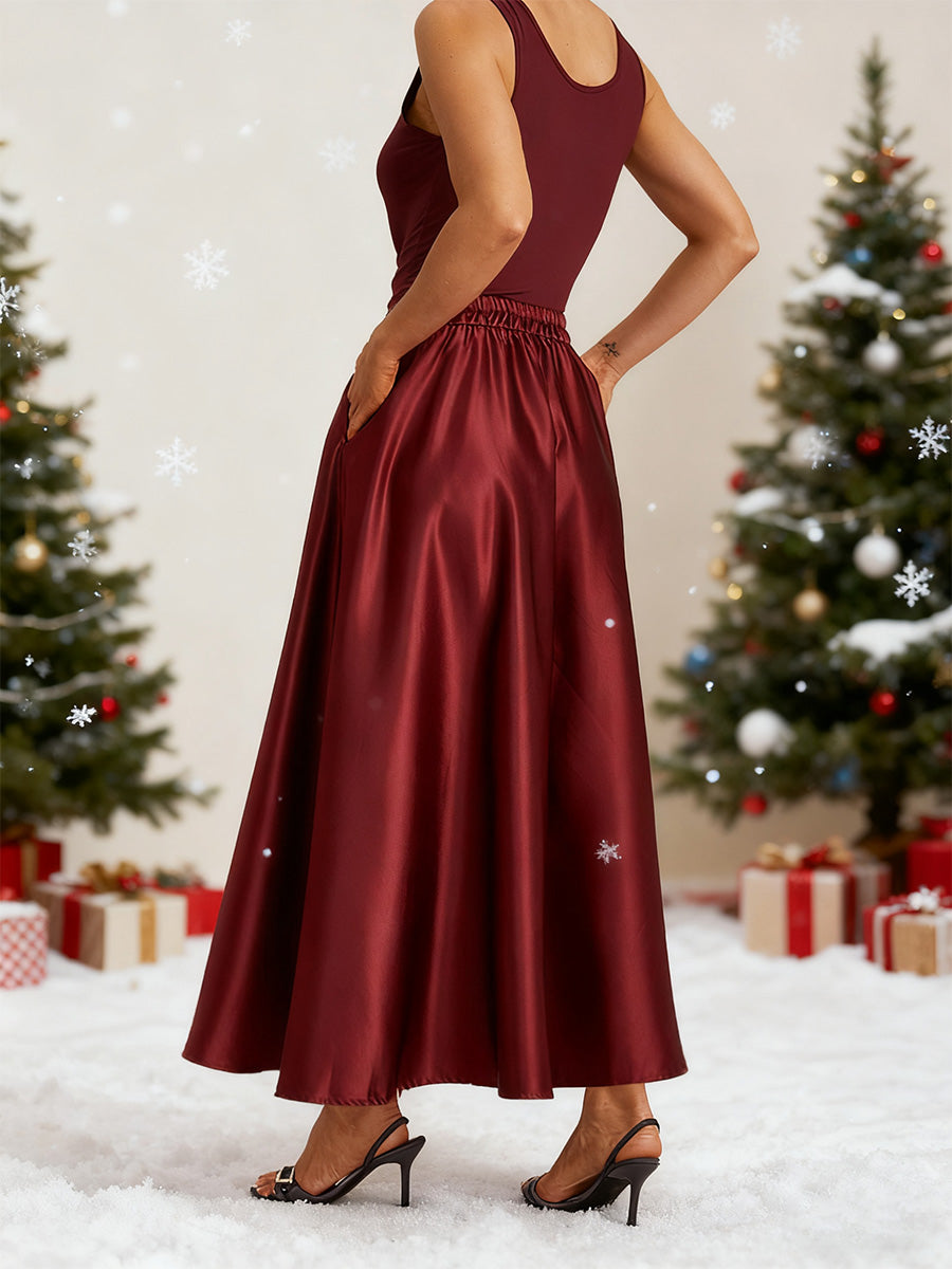 Formal Satin A-Line Ballgown Skirt with Pockets