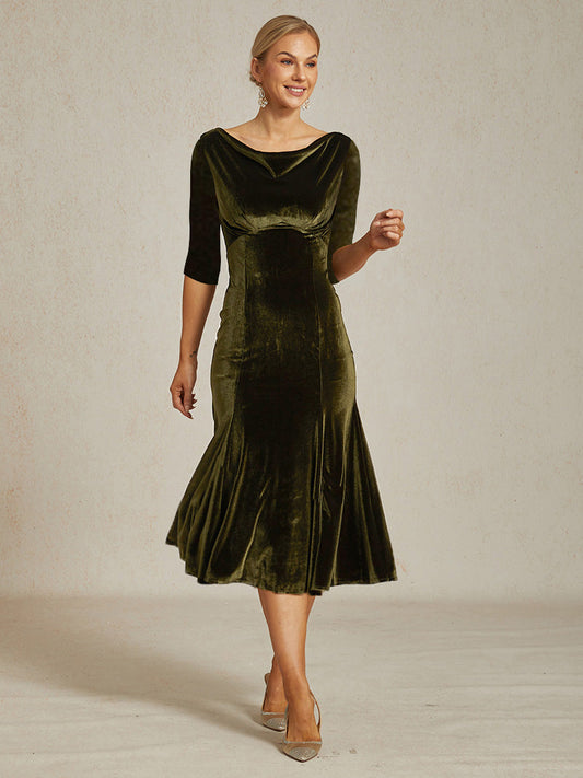 High-Stretch Velvet Midi Dress