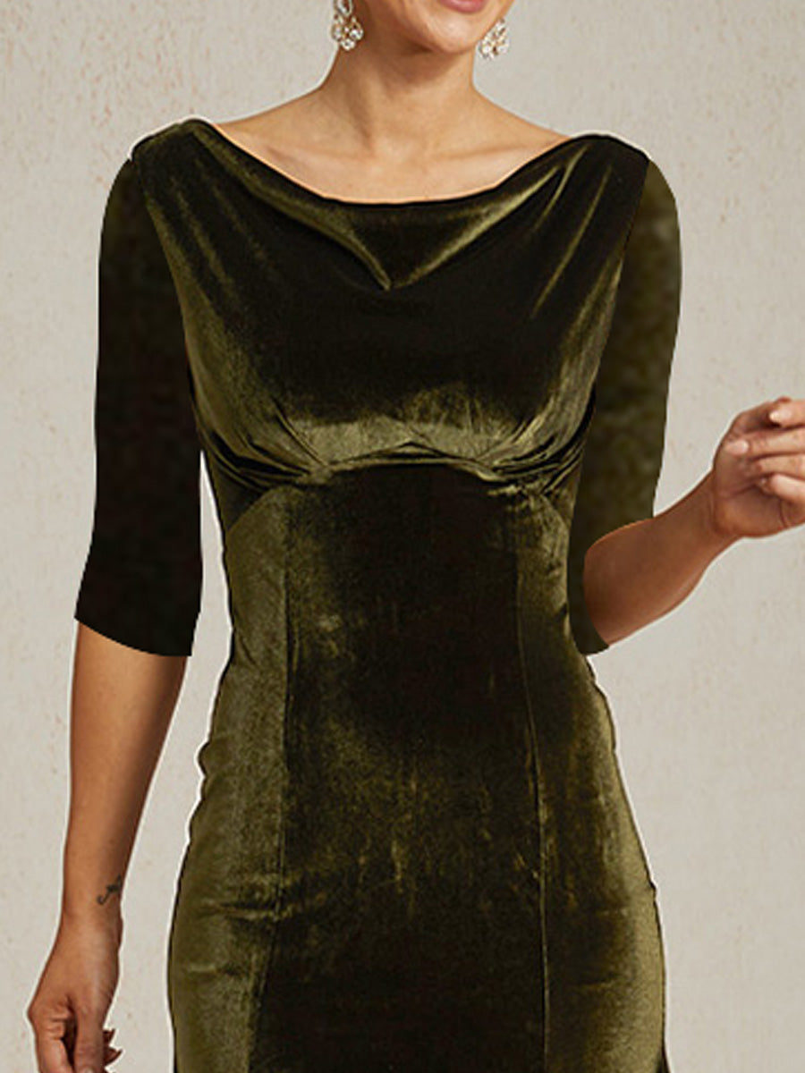 High-Stretch Velvet Midi Dress