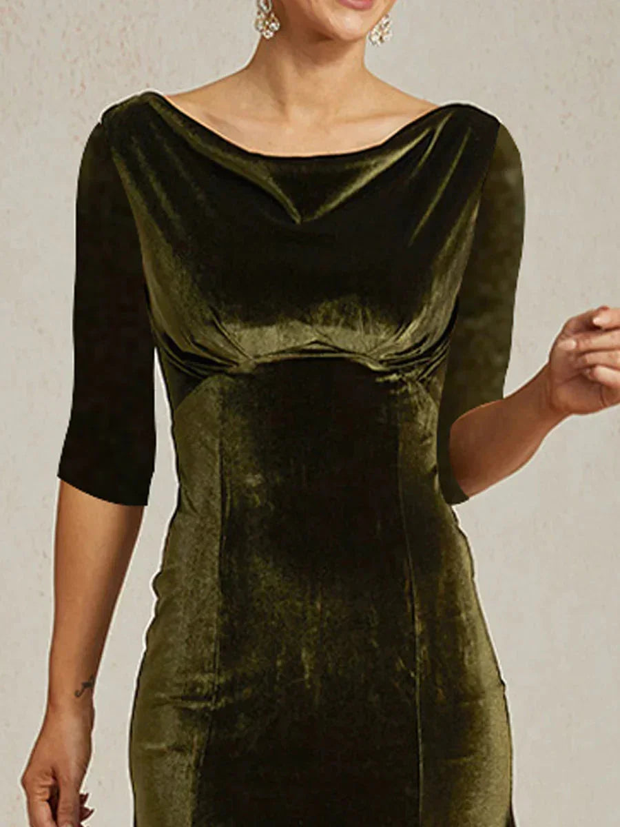 High-Stretch Velvet Midi Dress