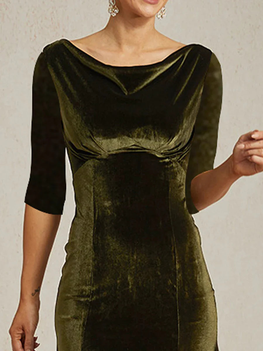 High-Stretch Velvet Midi Dress