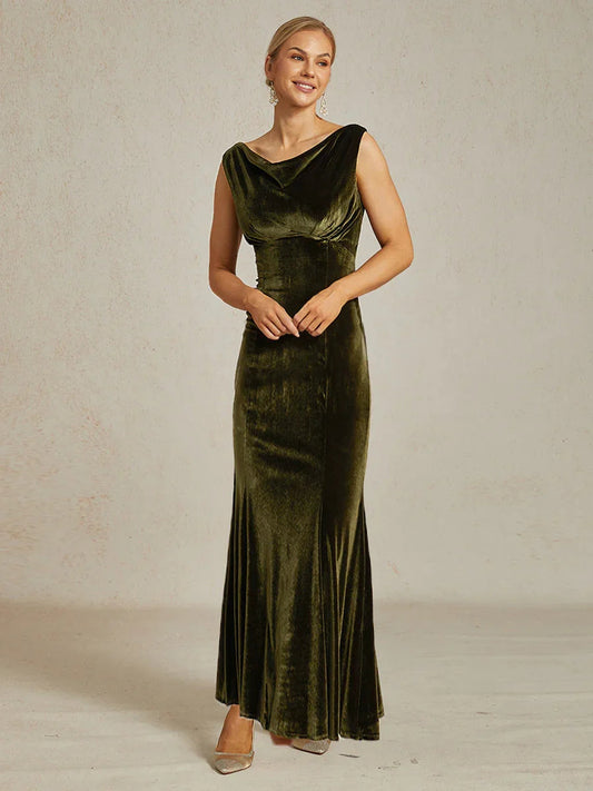 High-Stretch Velvet Sleeveless Maxi Dress
