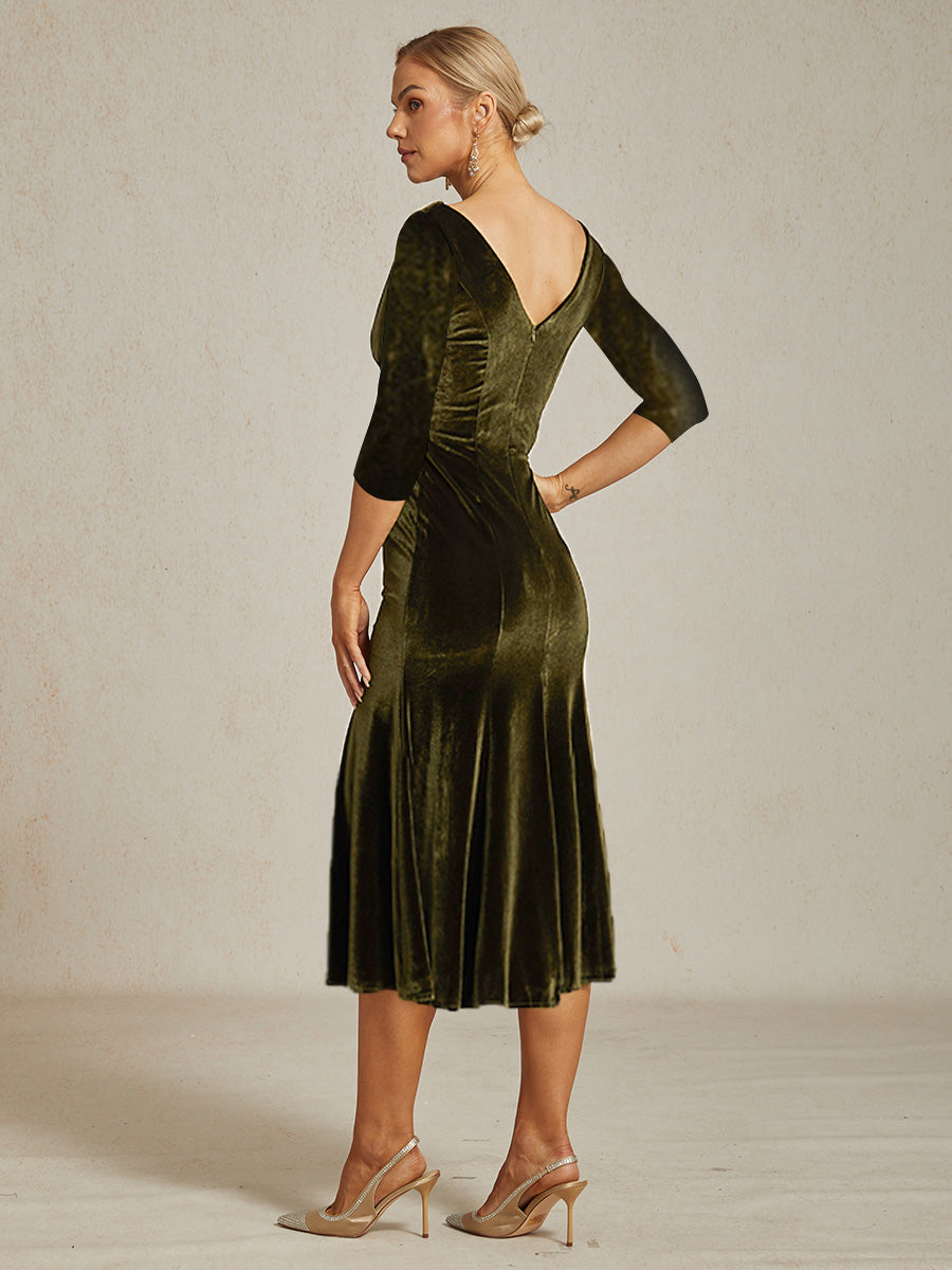 High-Stretch Velvet Midi Dress