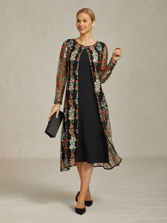 Long Floral Embroidered Lace Jacket
