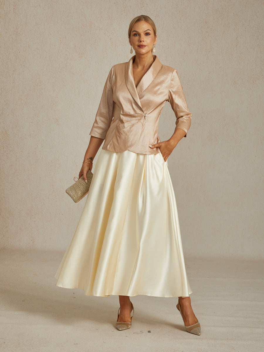 Stretch Taffeta Blouse with Decorative Side Closure