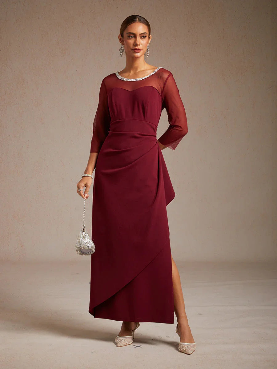illusion neckline formal dress Ladivine CB164 Fitted Plunging Illusion Neckline Stretch Formal Dress Royal Blue / 10