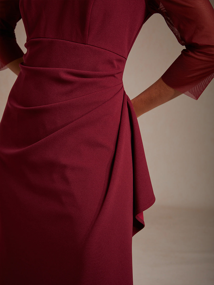 Elegant Beaded Illusion Neckline Formal Dress