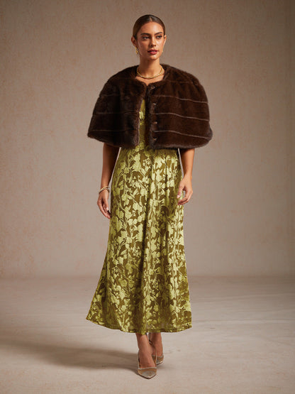 V-Neck Velvet Floral Maxi Dress