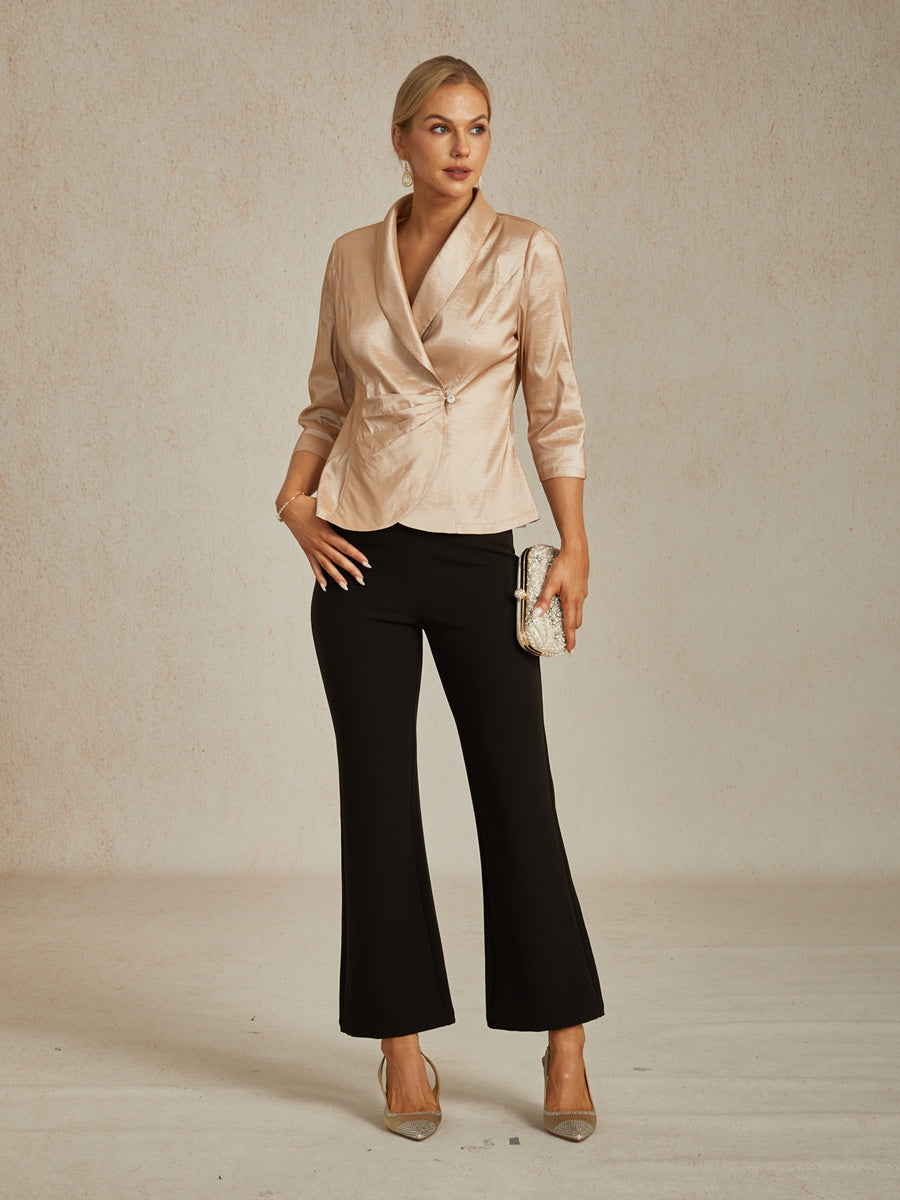 Stretch Taffeta Blouse with Decorative Side Closure