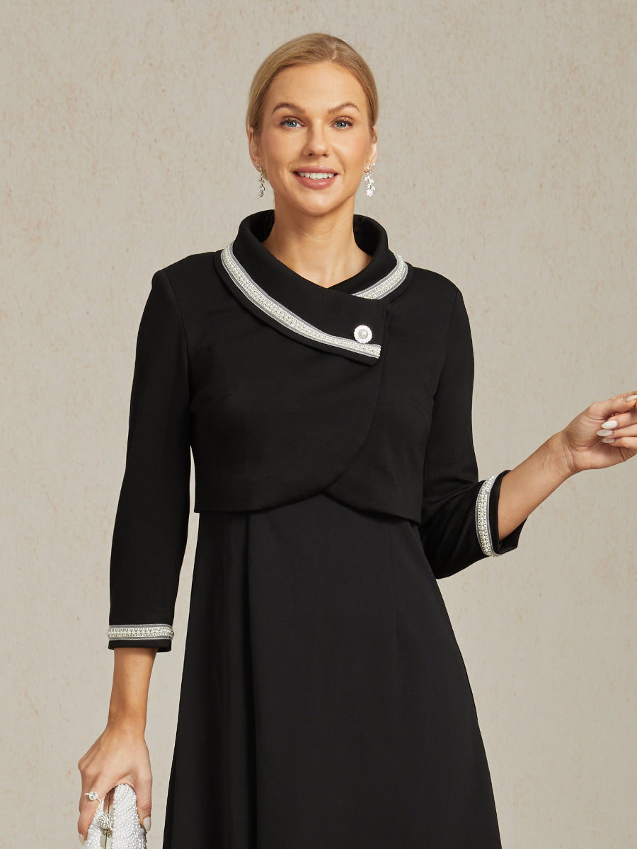 Elegant Stretch Beaded Jacket with Two-Way Styling
