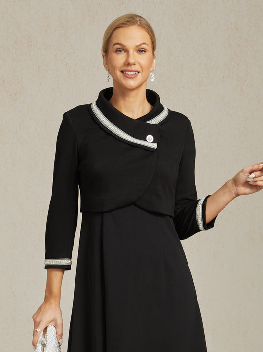 Elegant Stretch Beaded Jacket with Two-Way Styling