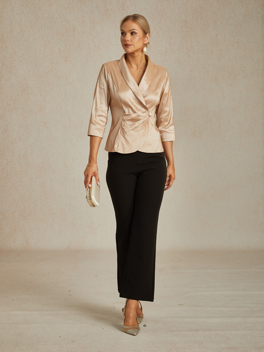 Stretch Taffeta Blouse with Decorative Side Closure