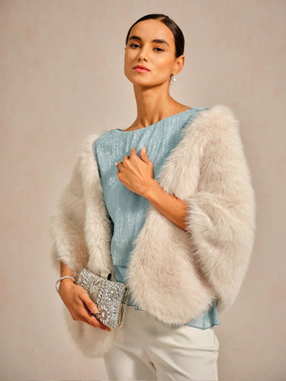 Metallic Pleated Chiffon Asymmetrical Layered Blouse