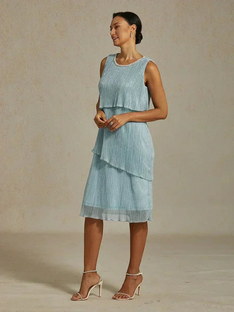Blue Elegant Dresses For Wedding Guests Tiered Brown Gold Knee Length Evening Gown Pleated Chiffon Midi Beaded 60 Year Old Woman, Sky Blue / S Blue Elegant Dresses For Wedding Guests Tiered Brown Gold Knee Length Evening Gown Pleated Chiffon Midi Beaded 60 Year Old Woman, Sky Blue / S
