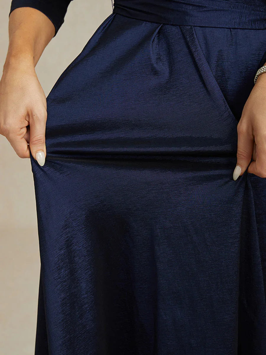 Stretch Taffeta Cocktail Dress with Tie Belt