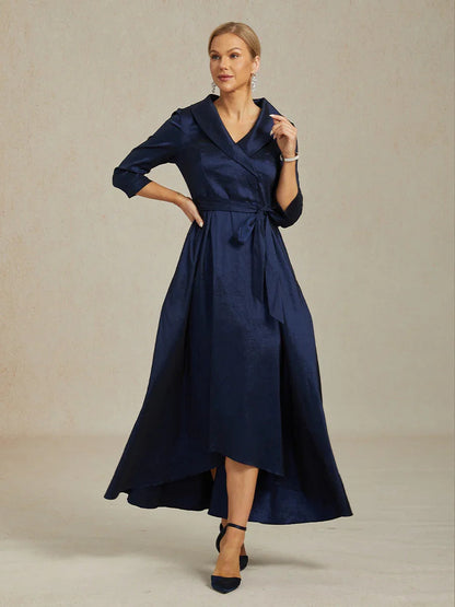 Stretch Taffeta Cocktail Dress with Tie Belt