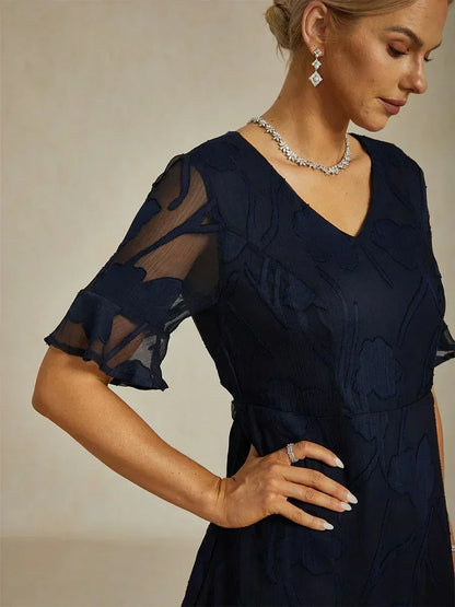 Robe Midi en Dentelle à Volants avec Poches