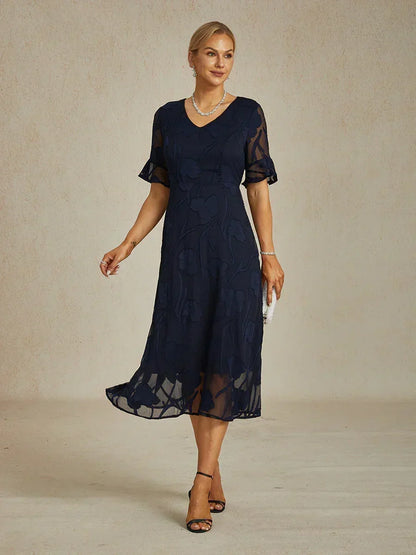 Ruffle Flutter Lace Maxi Dress