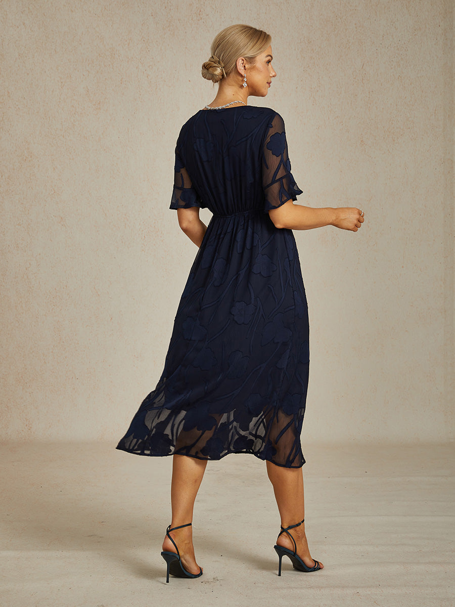 Ruffle Flutter Lace Maxi Dress
