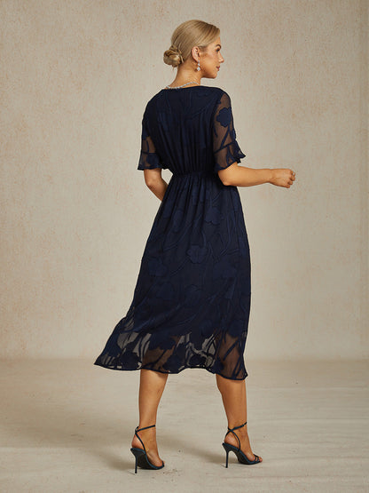 Ruffle Flutter Lace Maxi Dress