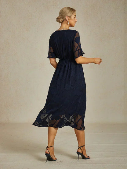 Ruffle Flutter Lace Maxi Dress