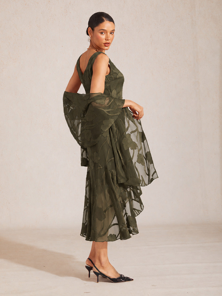 Stola in chiffon trasparente a fiori