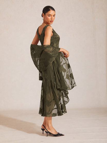 Stola in chiffon trasparente a fiori
