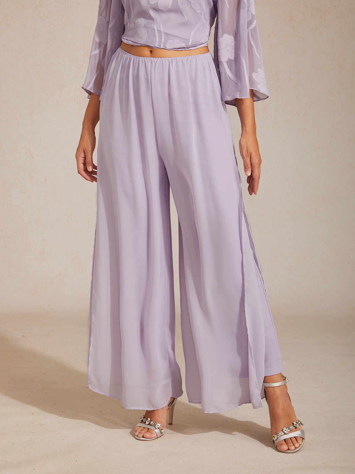 Straight Leg Chiffon Pants