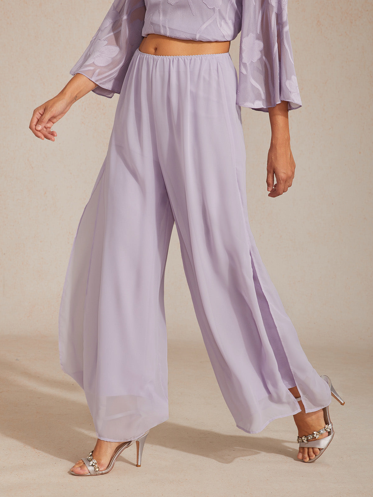 Straight Leg Chiffon Pants