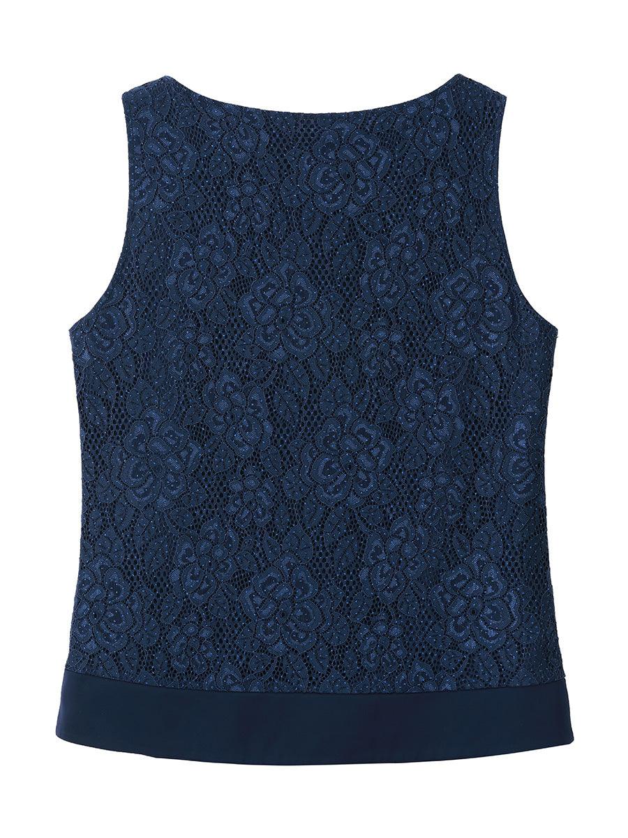 Satin Lace Tank Top with Rhinestones