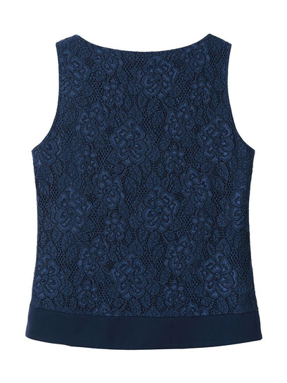 Satin Lace Tank Top with Rhinestones