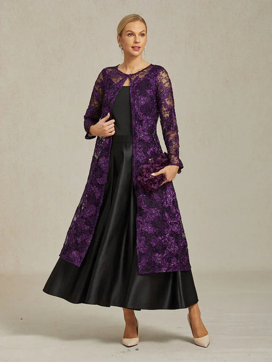 Rosette Lace Long Jacket with Sequin Detail