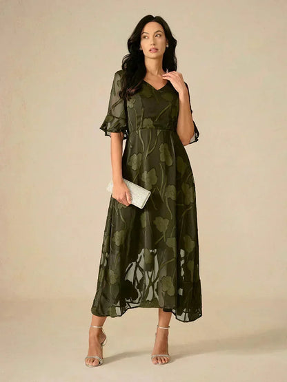 Floral Midi Semi Formal Dress