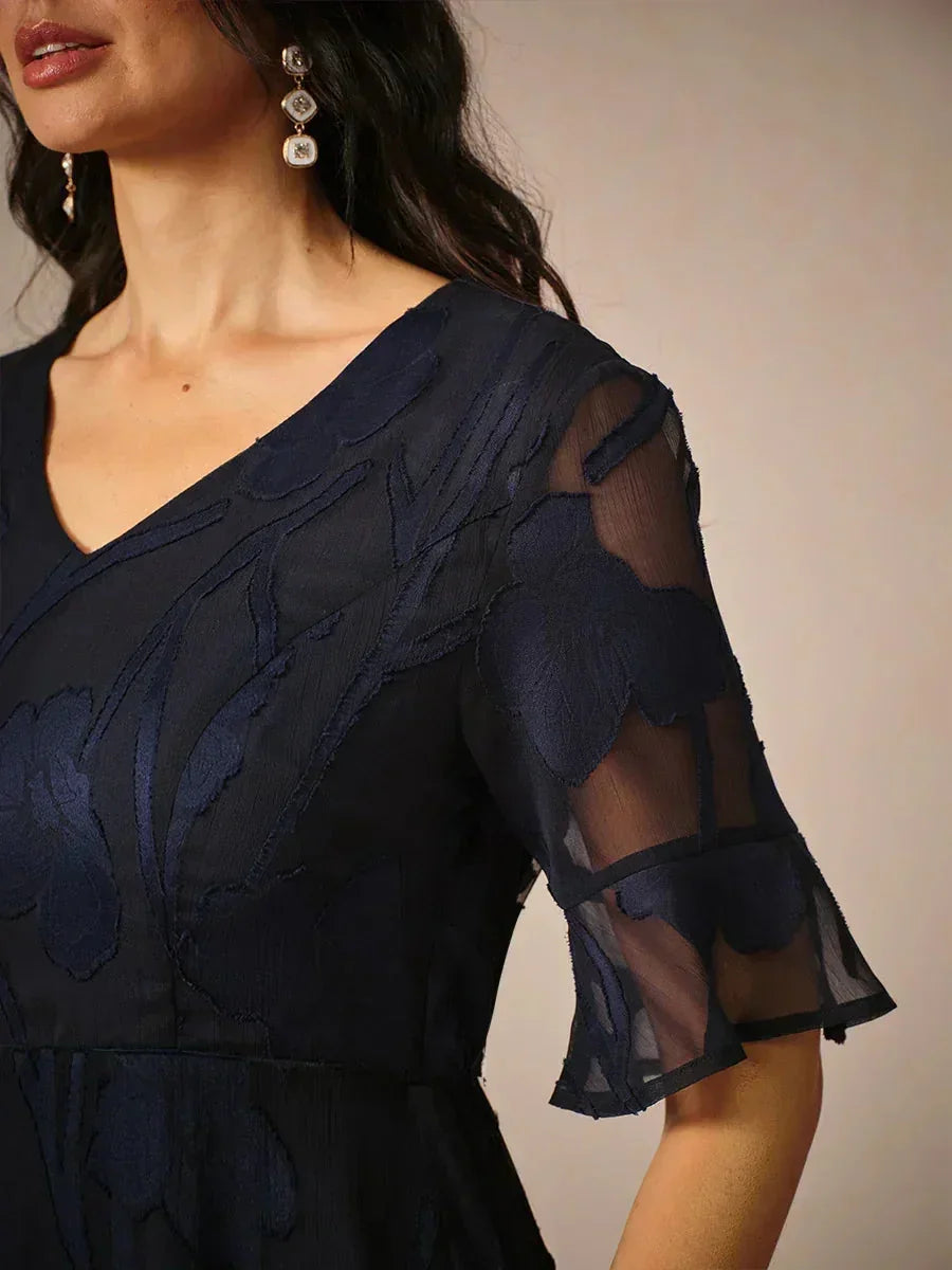 Ruffle Flutter Lace Maxi Dress