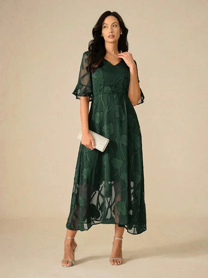 Ruffle Flutter Lace Maxi Dress