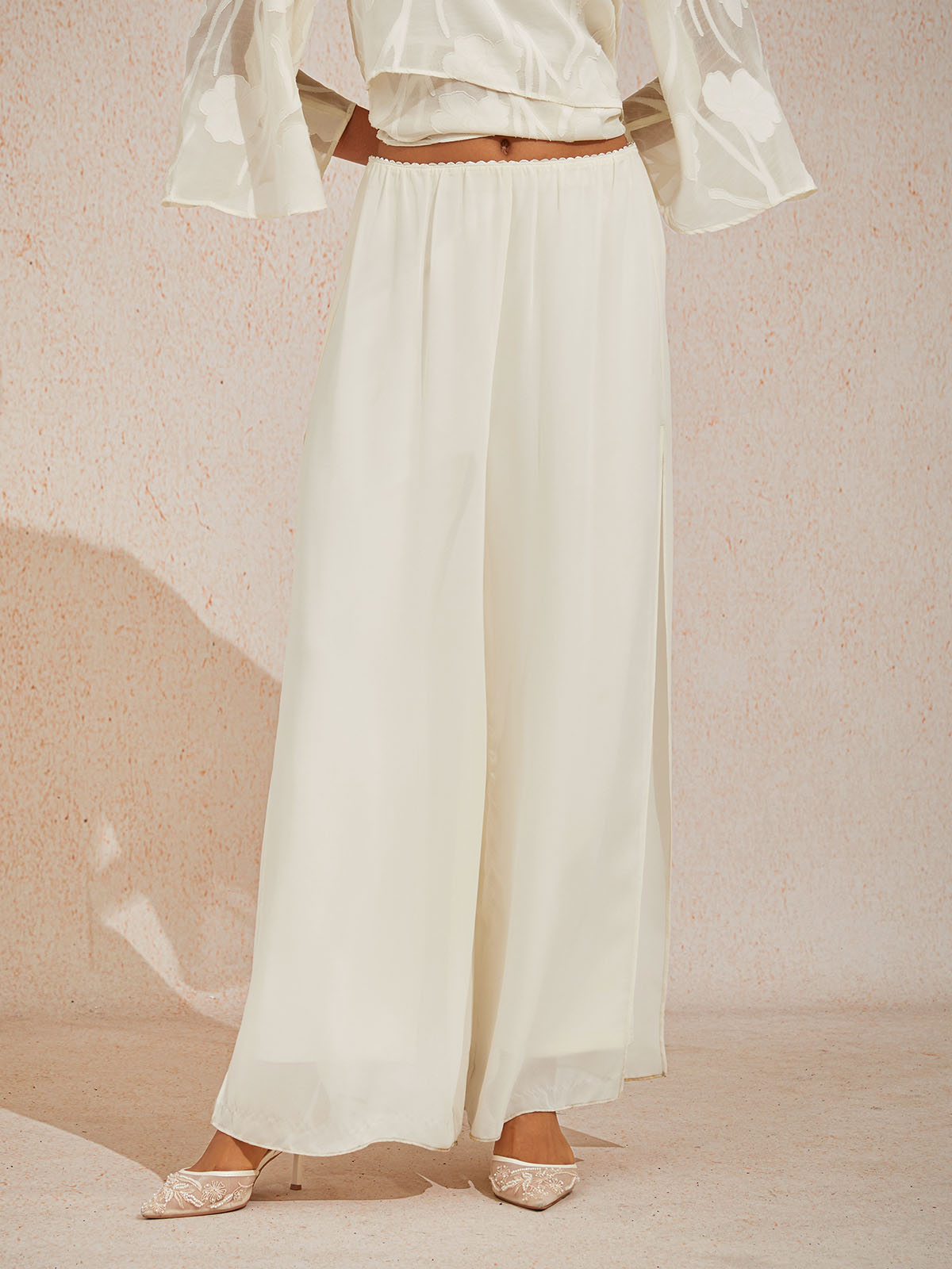 Straight Leg Chiffon Pants