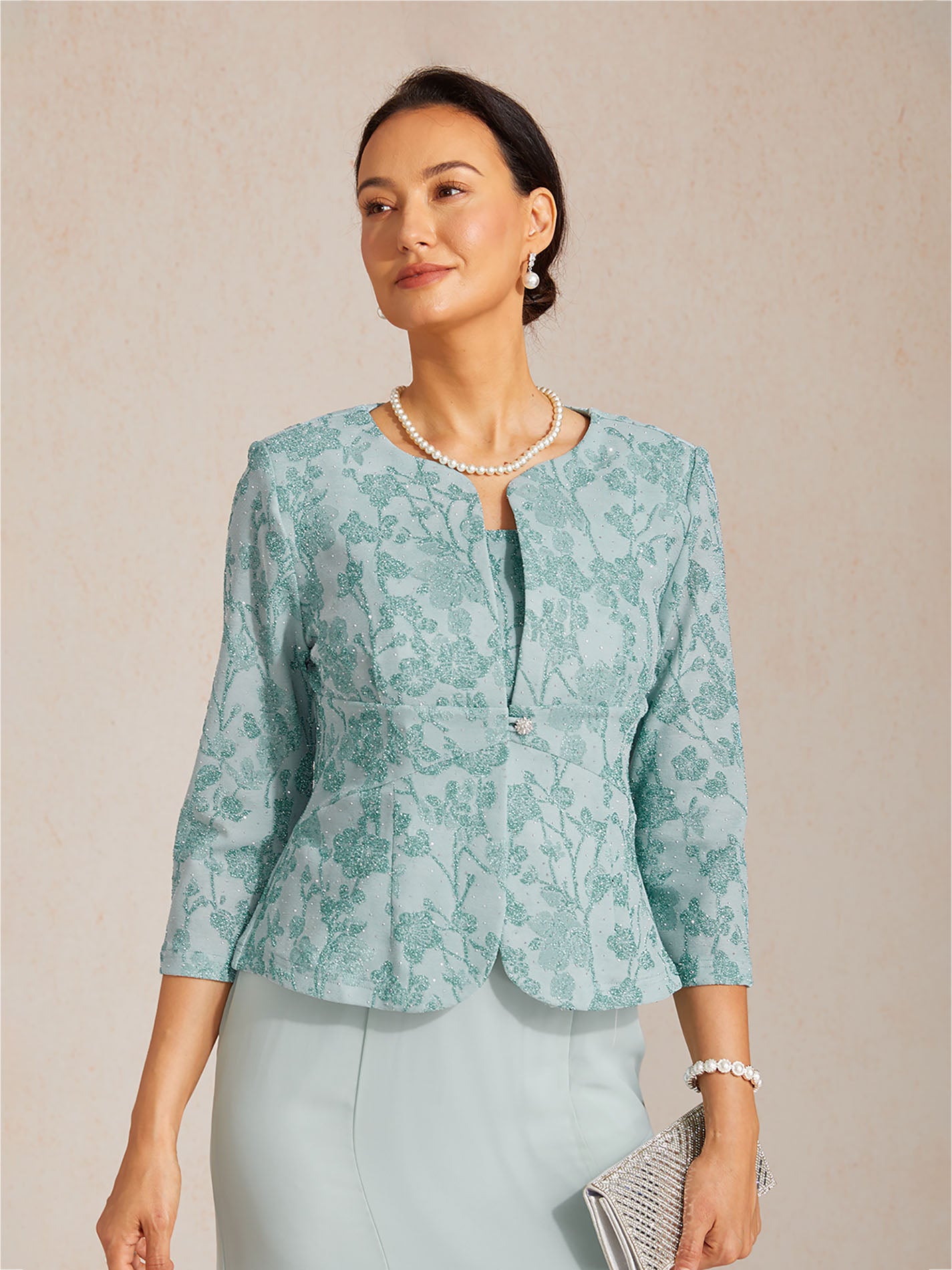 Knit Floral Embellished Jacket Dress
