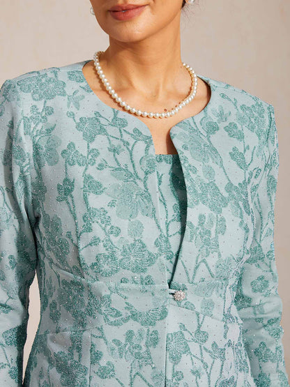 Knit Floral Embellished Jacket Dress