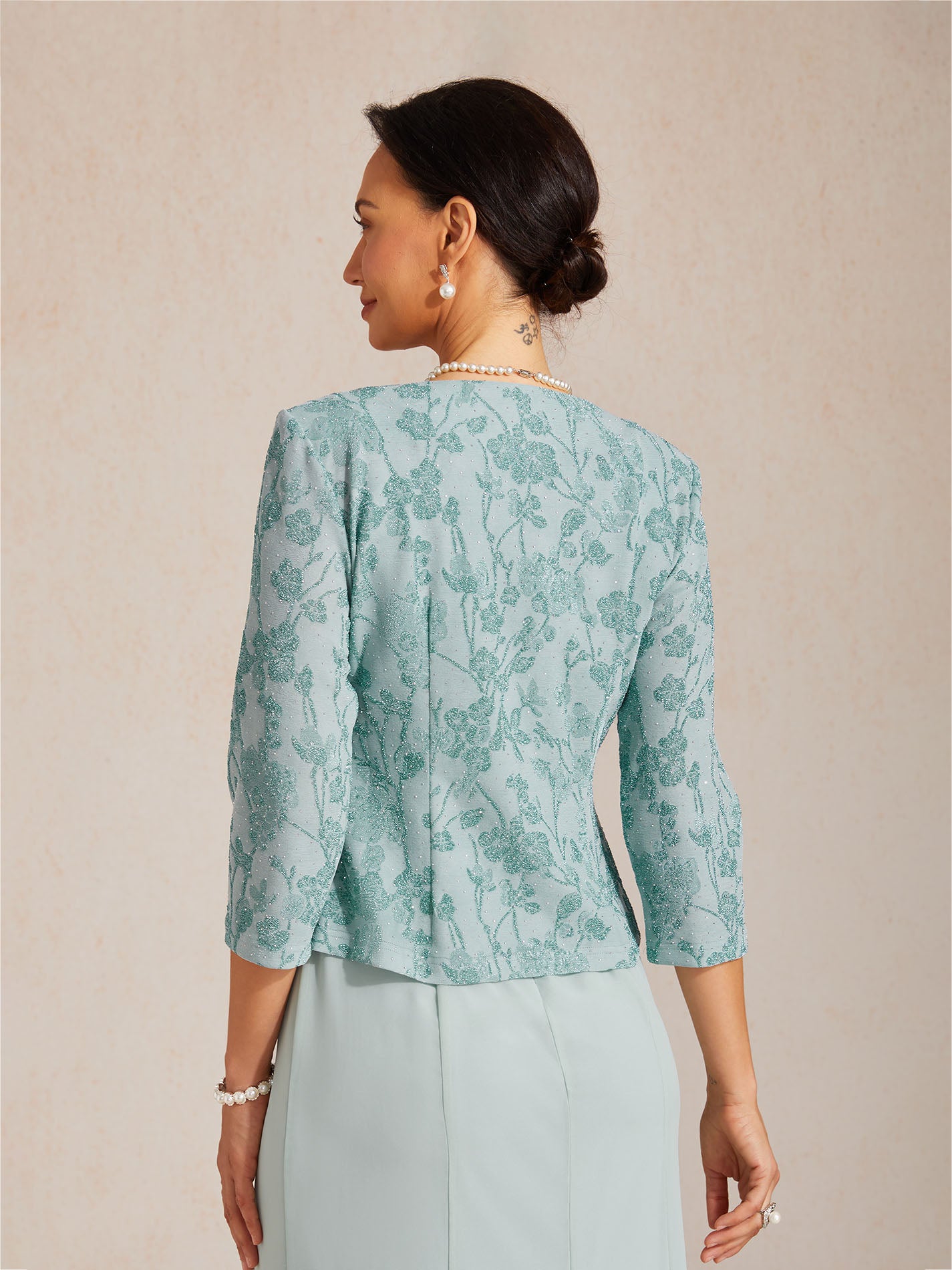 Knit Floral Embellished Jacket Dress