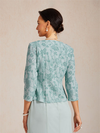 Knit Floral Embellished Jacket Dress