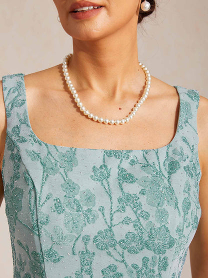Knit Floral Embellished Jacket Dress