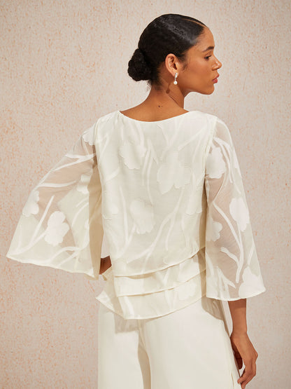 Chiffon bluse med blomsterlag