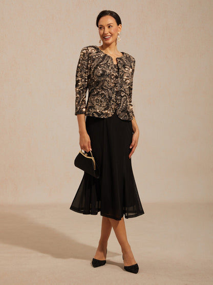 Paisley Jacket Dress with Subtle Sequin Detail