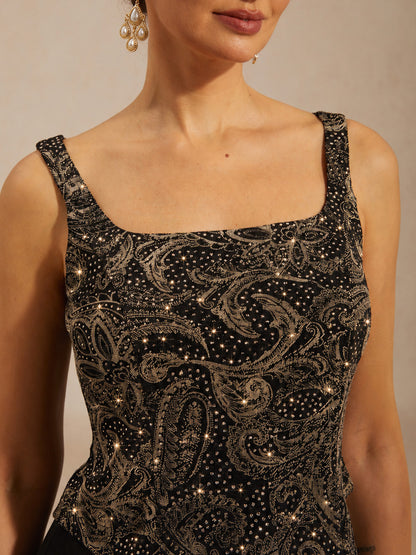 Paisley Jacket Dress with Subtle Sequin Detail