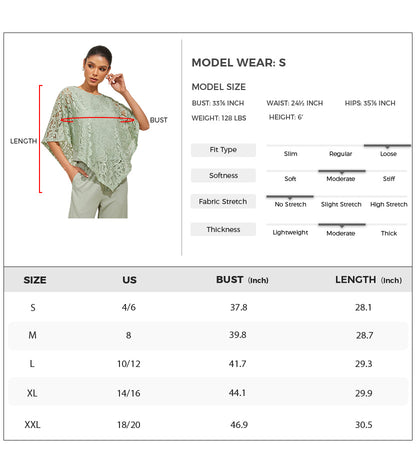 Elegantes Spitzentop mit Fledermausärmeln