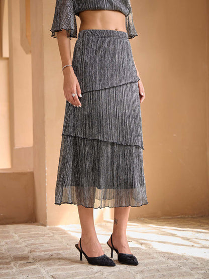 Gonna in Chiffon Plissettata a Strati